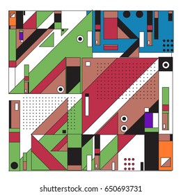 Trendy geometric elements memphis greeting cards design. Retro style texture, pattern and elements. Modern abstract design poster and cover template