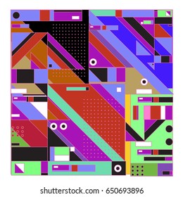 Trendy geometric elements memphis greeting cards design. Retro style texture, pattern and elements. Modern abstract design poster and cover template