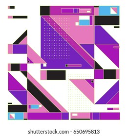 Trendy geometric elements memphis greeting cards design. Retro style texture, pattern and elements. Modern abstract design poster and cover template