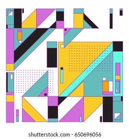 Trendy geometric elements memphis greeting cards design. Retro style texture, pattern and elements. Modern abstract design poster and cover template