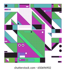 Trendy geometric elements memphis greeting cards design. Retro style texture, pattern and elements. Modern abstract design poster and cover template