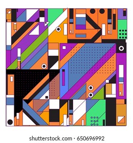 Trendy geometric elements memphis greeting cards design. Retro style texture, pattern and elements. Modern abstract design poster and cover template