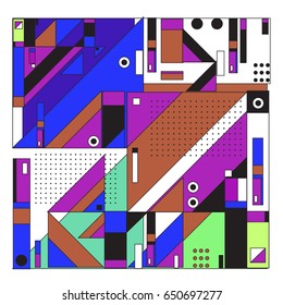 Trendy geometric elements memphis greeting cards design. Retro style texture, pattern and elements. Modern abstract design poster and cover template