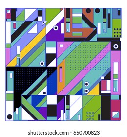 Trendy geometric elements memphis greeting cards design. Retro style texture, pattern and elements. Modern abstract design poster and cover template