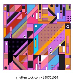 Trendy geometric elements memphis greeting cards design. Retro style texture, pattern and elements. Modern abstract design poster and cover template