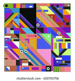 Trendy geometric elements memphis greeting cards design. Retro style texture, pattern and elements. Modern abstract design poster and cover template