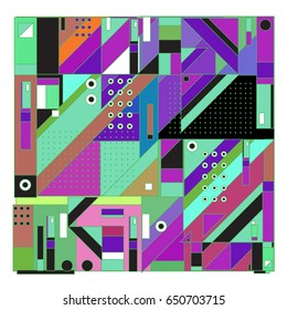 Trendy geometric elements memphis greeting cards design. Retro style texture, pattern and elements. Modern abstract design poster and cover template