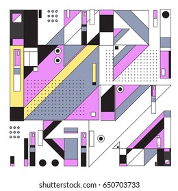 Trendy geometric elements memphis greeting cards design. Retro style texture, pattern and elements. Modern abstract design poster and cover template