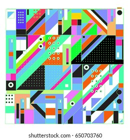 Trendy geometric elements memphis greeting cards design. Retro style texture, pattern and elements. Modern abstract design poster and cover template