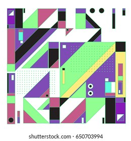 Trendy geometric elements memphis greeting cards design. Retro style texture, pattern and elements. Modern abstract design poster and cover template