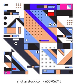 Trendy geometric elements memphis greeting cards design. Retro style texture, pattern and elements. Modern abstract design poster and cover template