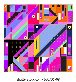 Trendy geometric elements memphis greeting cards design. Retro style texture, pattern and elements. Modern abstract design poster and cover template
