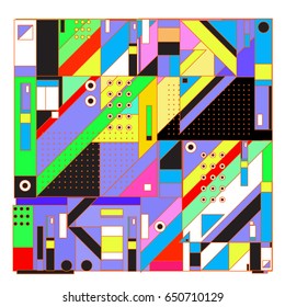 Trendy geometric elements memphis greeting cards design. Retro style texture, pattern and elements. Modern abstract design poster and cover template