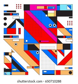 Trendy geometric elements memphis greeting cards design. Retro style texture, pattern and elements. Modern abstract design poster and cover template