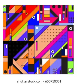 Trendy geometric elements memphis greeting cards design. Retro style texture, pattern and elements. Modern abstract design poster and cover template