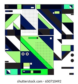 Trendy geometric elements memphis greeting cards design. Retro style texture, pattern and elements. Modern abstract design poster and cover template