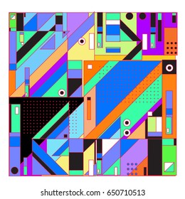 Trendy geometric elements memphis greeting cards design. Retro style texture, pattern and elements. Modern abstract design poster and cover template