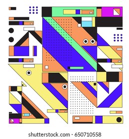 Trendy geometric elements memphis greeting cards design. Retro style texture, pattern and elements. Modern abstract design poster and cover template