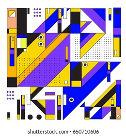 Trendy geometric elements memphis greeting cards design. Retro style texture, pattern and elements. Modern abstract design poster and cover template