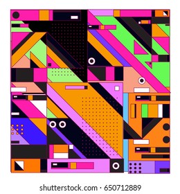 Trendy geometric elements memphis greeting cards design. Retro style texture, pattern and elements. Modern abstract design poster and cover template