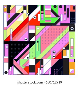 Trendy geometric elements memphis greeting cards design. Retro style texture, pattern and elements. Modern abstract design poster and cover template