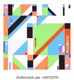Trendy geometric elements memphis greeting cards design. Retro style texture, pattern and elements. Modern abstract design poster and cover template