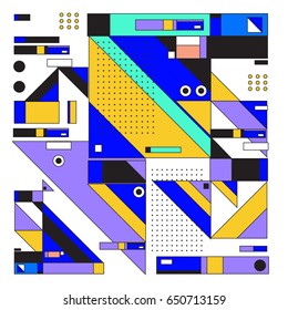 Trendy geometric elements memphis greeting cards design. Retro style texture, pattern and elements. Modern abstract design poster and cover template