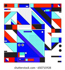 Trendy geometric elements memphis greeting cards design. Retro style texture, pattern and elements. Modern abstract design poster and cover template