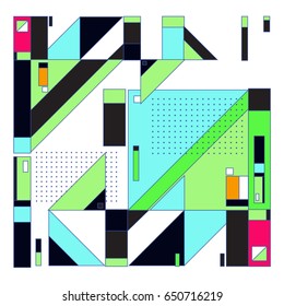 Trendy geometric elements memphis greeting cards design. Retro style texture, pattern and elements. Modern abstract design poster and cover template