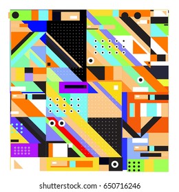 Trendy geometric elements memphis greeting cards design. Retro style texture, pattern and elements. Modern abstract design poster and cover template