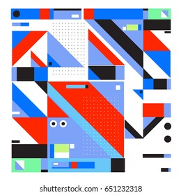 Trendy geometric elements memphis greeting cards design. Retro style texture, pattern and elements. Modern abstract design poster and cover template