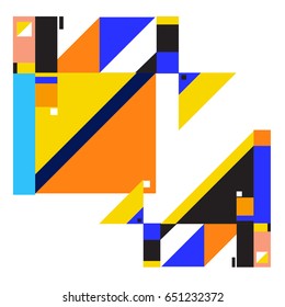 Trendy geometric elements memphis greeting cards design. Retro style texture, pattern and elements. Modern abstract design poster and cover template