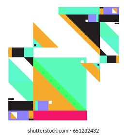 Trendy geometric elements memphis greeting cards design. Retro style texture, pattern and elements. Modern abstract design poster and cover template
