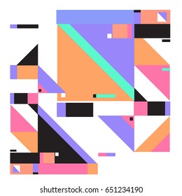 Trendy geometric elements memphis greeting cards design. Retro style texture, pattern and elements. Modern abstract design poster and cover template