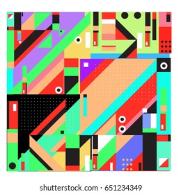 Trendy geometric elements memphis greeting cards design. Retro style texture, pattern and elements. Modern abstract design poster and cover template