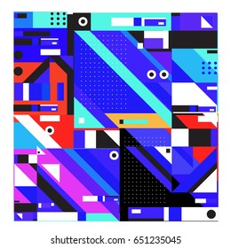 Trendy geometric elements memphis greeting cards design. Retro style texture, pattern and elements. Modern abstract design poster and cover template