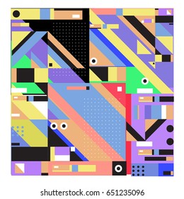 Trendy geometric elements memphis greeting cards design. Retro style texture, pattern and elements. Modern abstract design poster and cover template