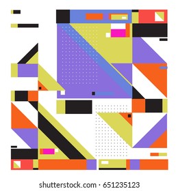 Trendy geometric elements memphis greeting cards design. Retro style texture, pattern and elements. Modern abstract design poster and cover template