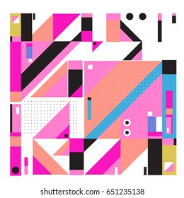 Trendy geometric elements memphis greeting cards design. Retro style texture, pattern and elements. Modern abstract design poster and cover template