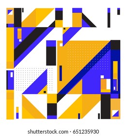 Trendy geometric elements memphis greeting cards design. Retro style texture, pattern and elements. Modern abstract design poster and cover template

