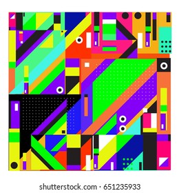 Trendy geometric elements memphis greeting cards design. Retro style texture, pattern and elements. Modern abstract design poster and cover template
