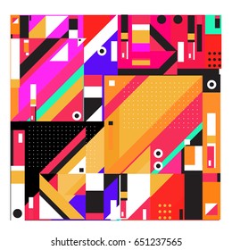 Trendy geometric elements memphis greeting cards design. Retro style texture, pattern and elements. Modern abstract design poster and cover template
