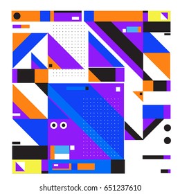 Trendy geometric elements memphis greeting cards design. Retro style texture, pattern and elements. Modern abstract design poster and cover template
