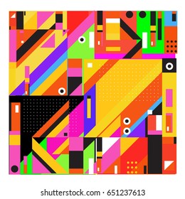 Trendy geometric elements memphis greeting cards design. Retro style texture, pattern and elements. Modern abstract design poster and cover template
