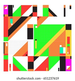 Trendy geometric elements memphis greeting cards design. Retro style texture, pattern and elements. Modern abstract design poster and cover template
