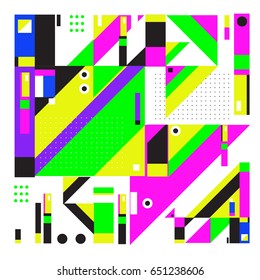 Trendy geometric elements memphis greeting cards design. Retro style texture, pattern and elements. Modern abstract design poster and cover template