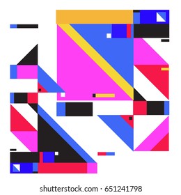 Trendy geometric elements memphis greeting cards design. Retro style texture, pattern and elements. Modern abstract design poster and cover template