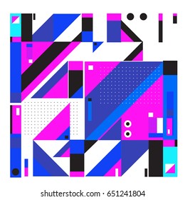 Trendy geometric elements memphis greeting cards design. Retro style texture, pattern and elements. Modern abstract design poster and cover template