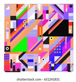 Trendy geometric elements memphis greeting cards design. Retro style texture, pattern and elements. Modern abstract design poster and cover template