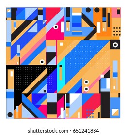 Trendy geometric elements memphis greeting cards design. Retro style texture, pattern and elements. Modern abstract design poster and cover template